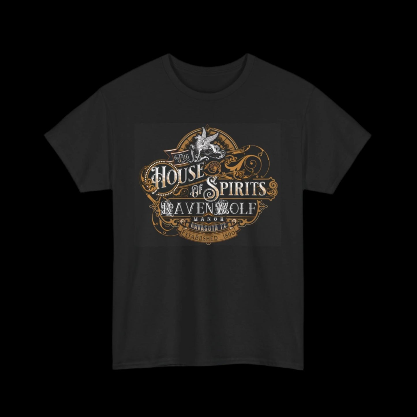 The House of Spirits (Color) Black Unisex Heavy Cotton Tee