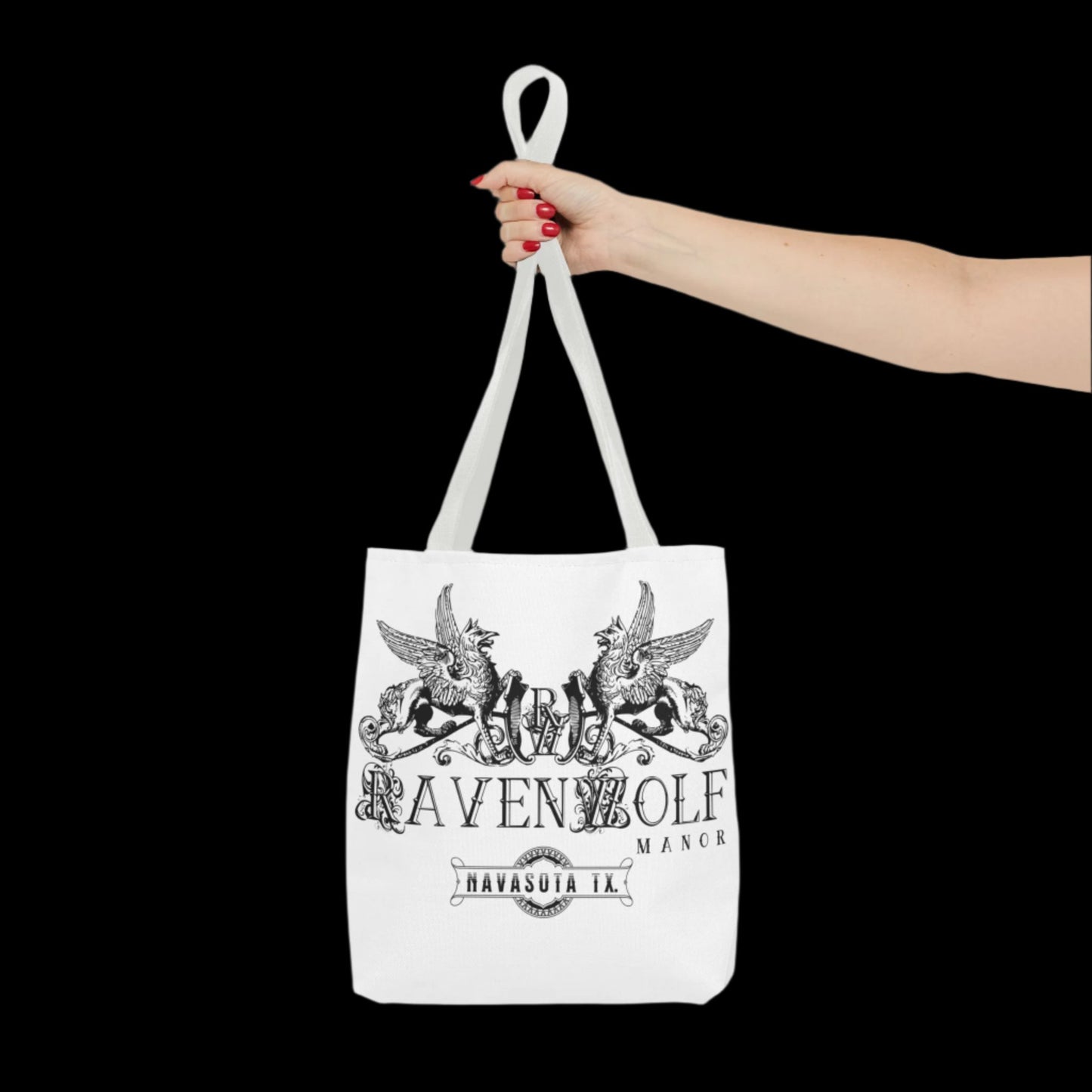 RavenWolf Manor White Tote Bag (AOP)