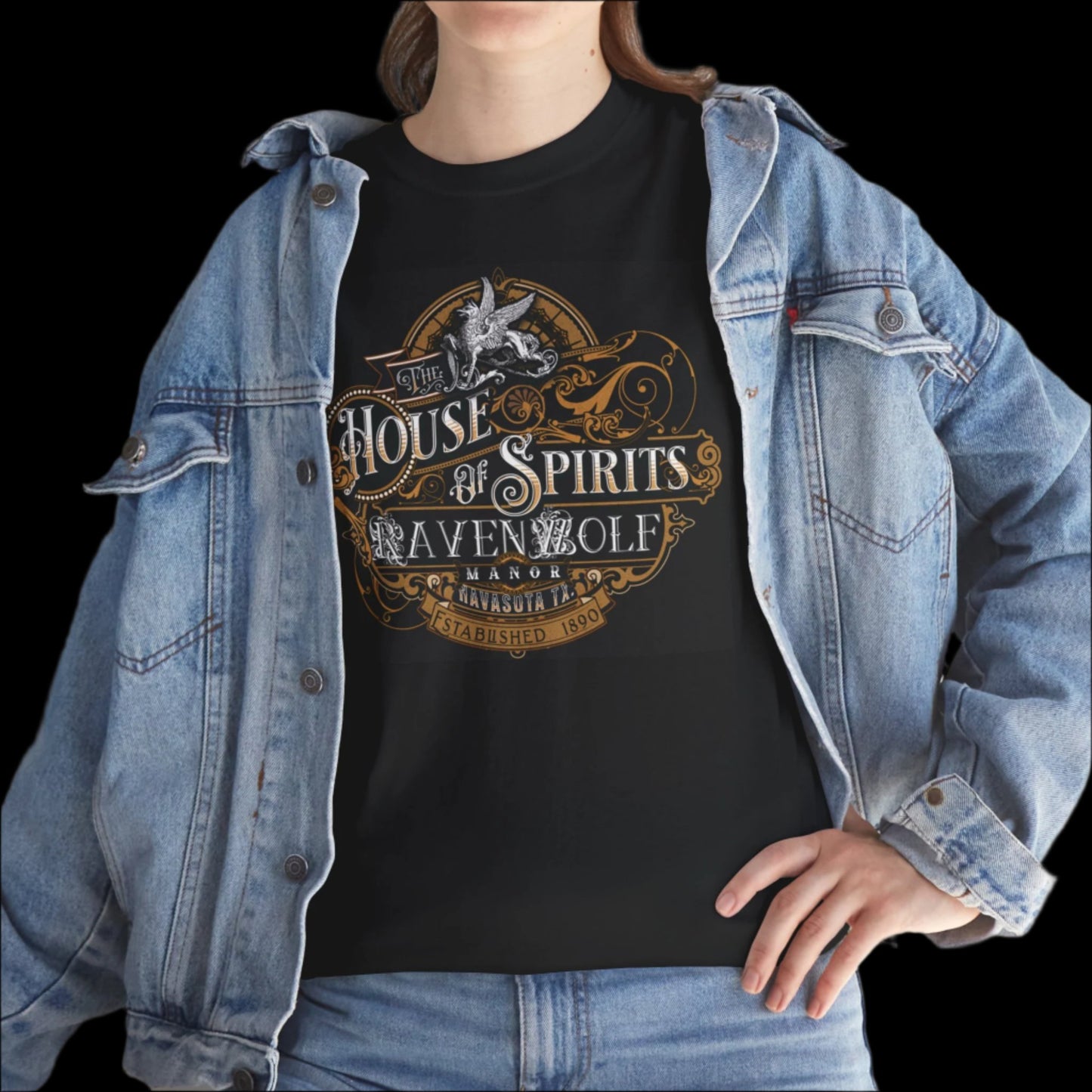 The House of Spirits (Color) Black Unisex Heavy Cotton Tee