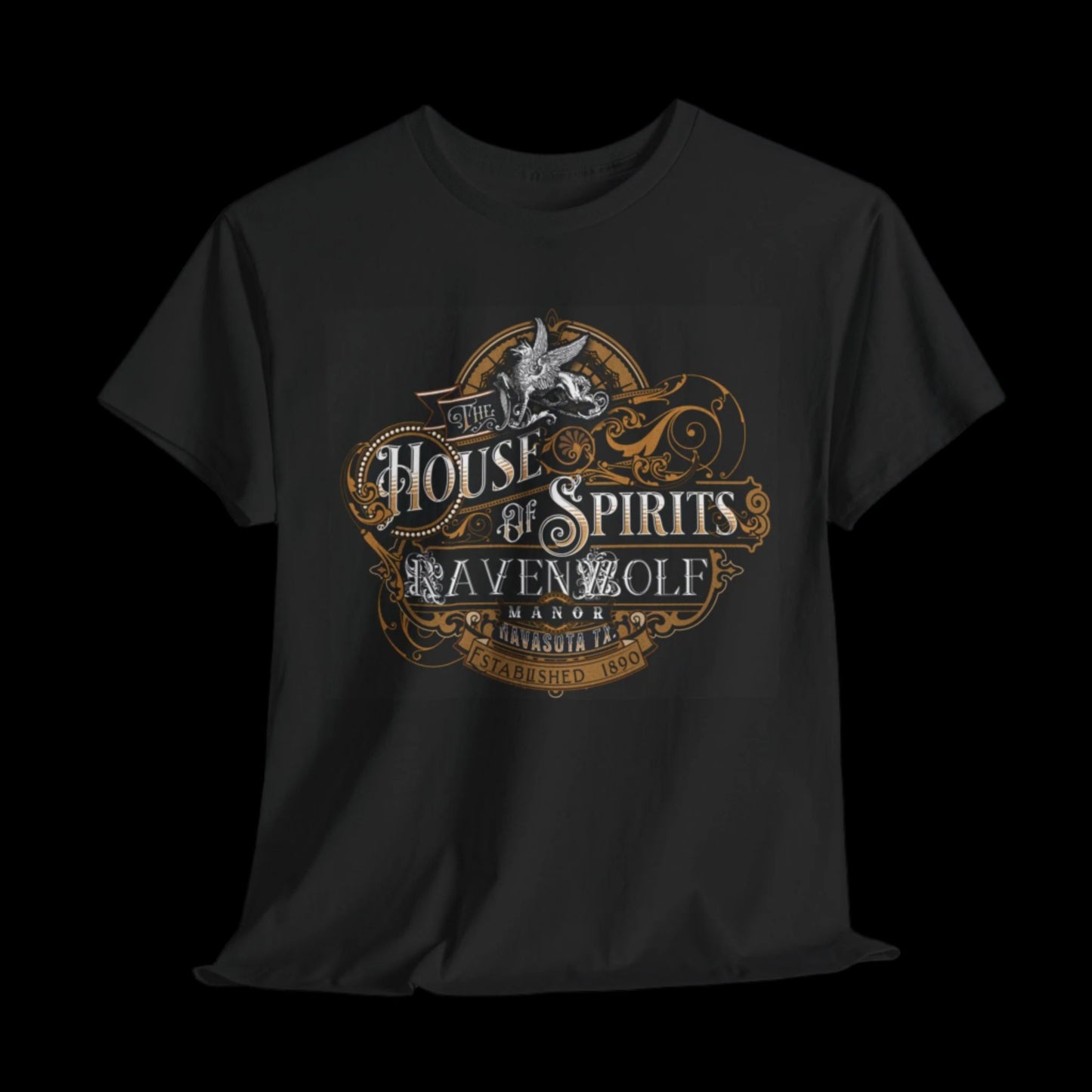 The House of Spirits (Color) Black Unisex Heavy Cotton Tee