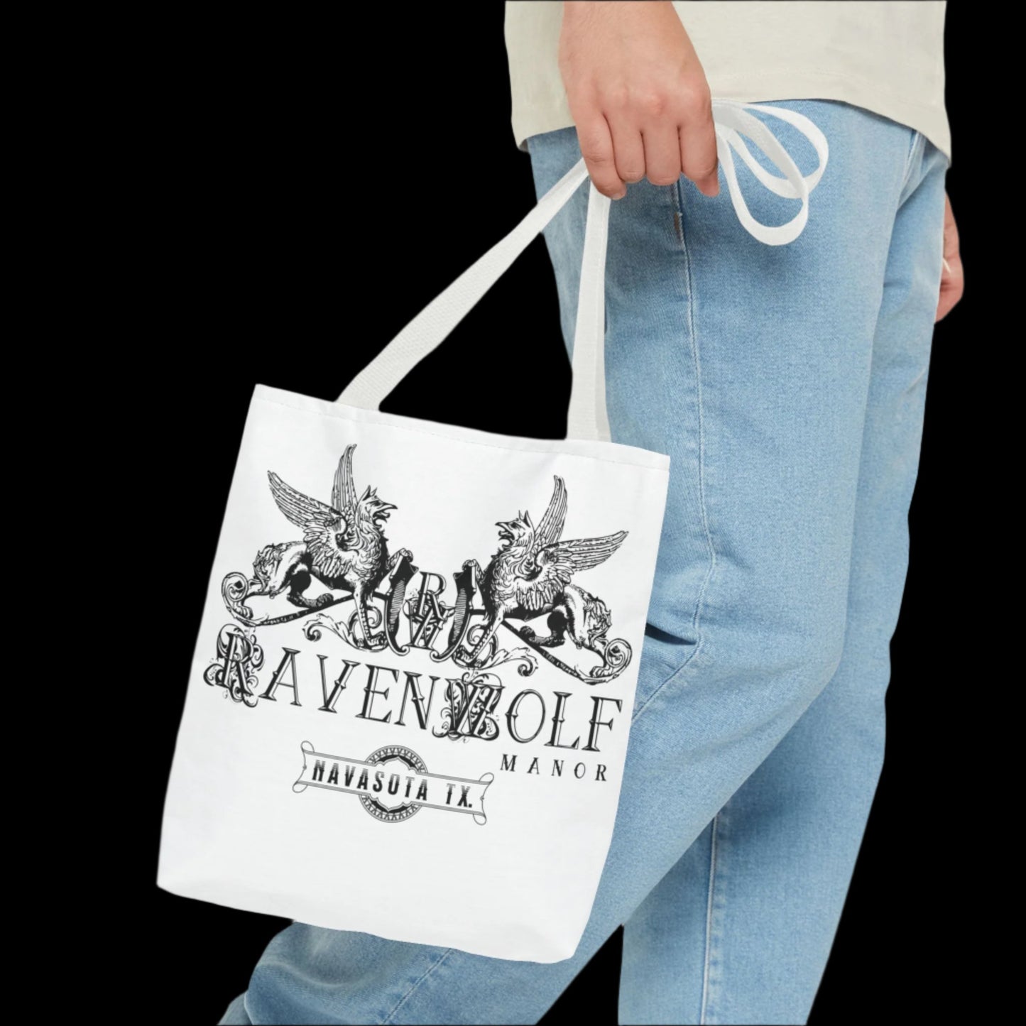 RavenWolf Manor White Tote Bag (AOP)