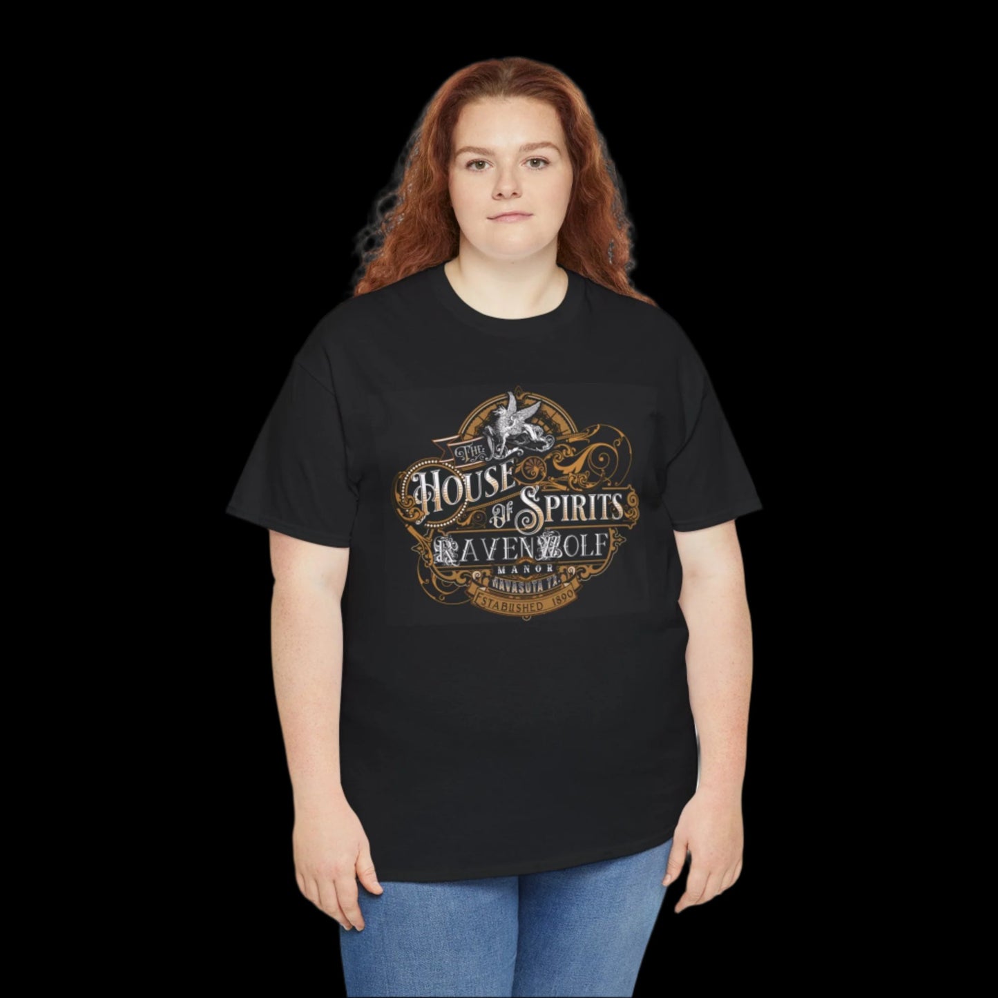 The House of Spirits (Color) Black Unisex Heavy Cotton Tee