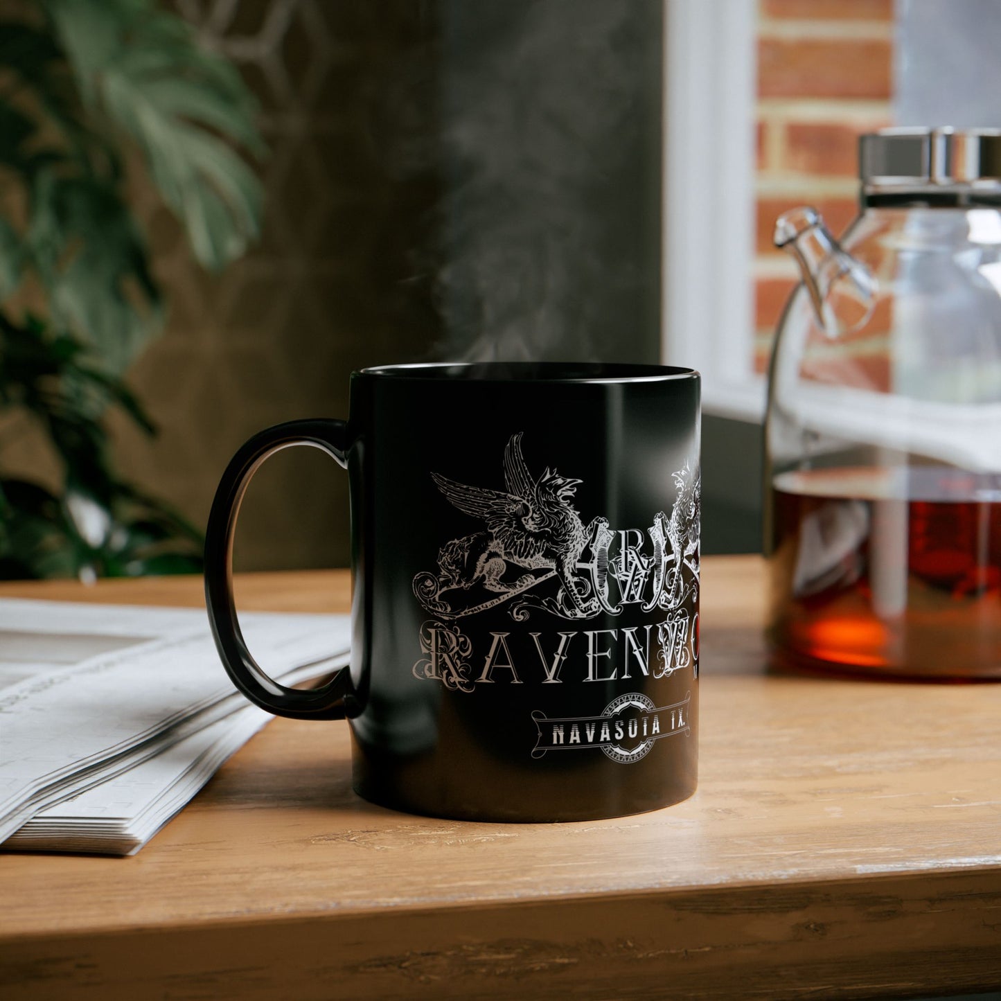 RavenWolf Manor (B & W) Black Mug (11oz.)