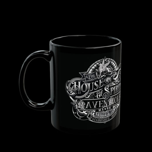 The House of Spirits (B & W) Black Mug (11oz.)